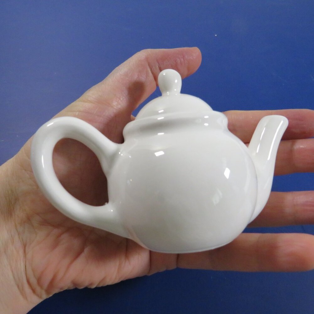 White Ceramic Tea Pot Glazed READY TO DECORATE IN YOUR OWN STYLE  #2